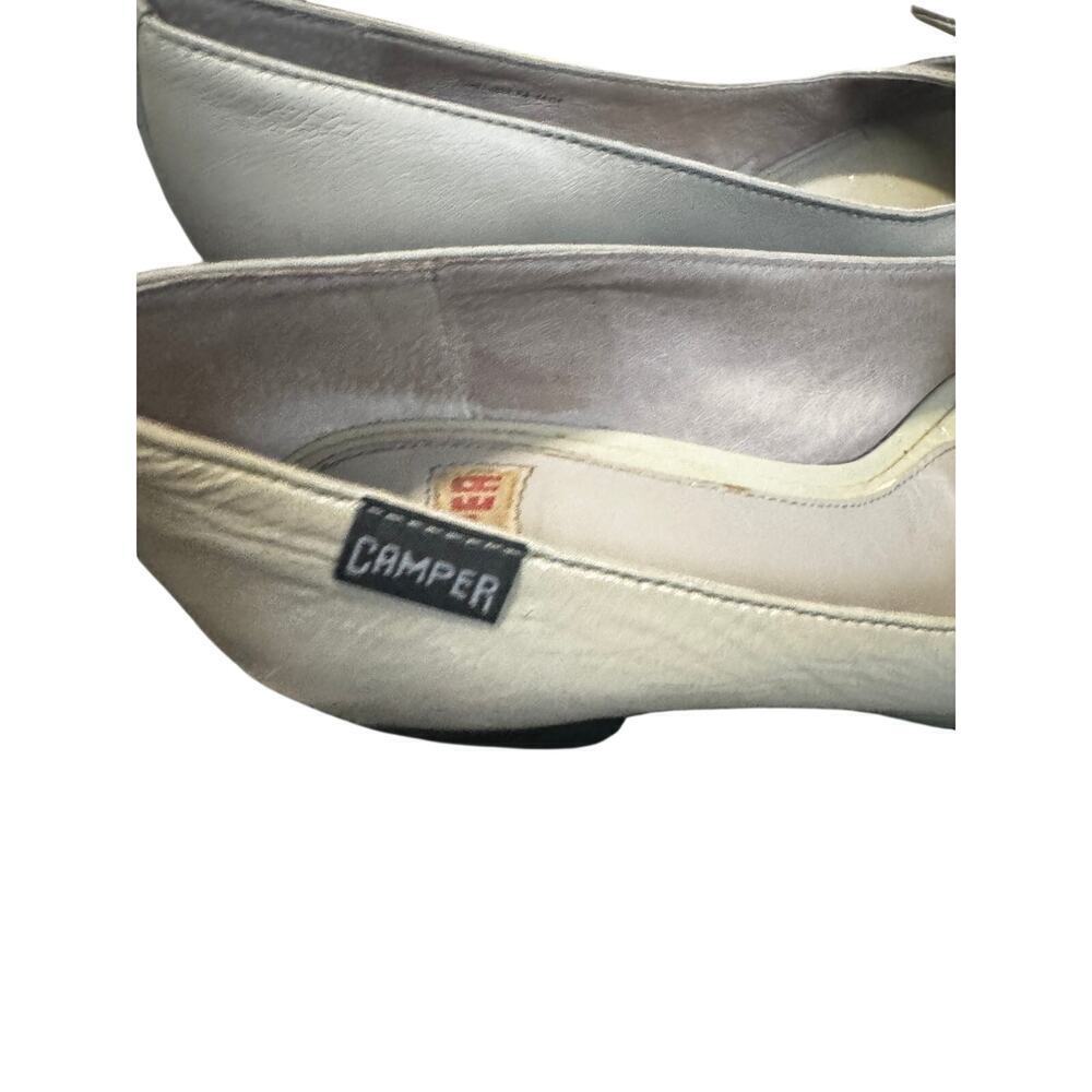 Camper Twins Peep Toe Bow Heels EU 35 | Cream Leather Pumps | 3” Heel - Picture 4 of 8